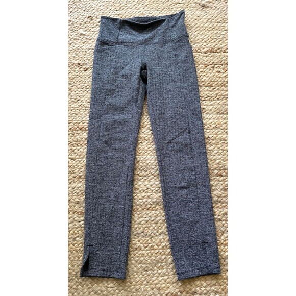 Athleta Mercer Herringbone Tight Leggings Size XXS Dark Gray Split Front Hem - Picture 3 of 7